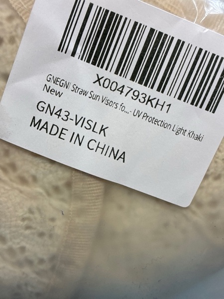 Condition photo showing New/Like New for Straw Sun Visors for Women, Wide Brim Roll-Up Sun Hat, Topless Summer Beach Hat, Packable Travel Hat - UV Protection One Size Light Khaki