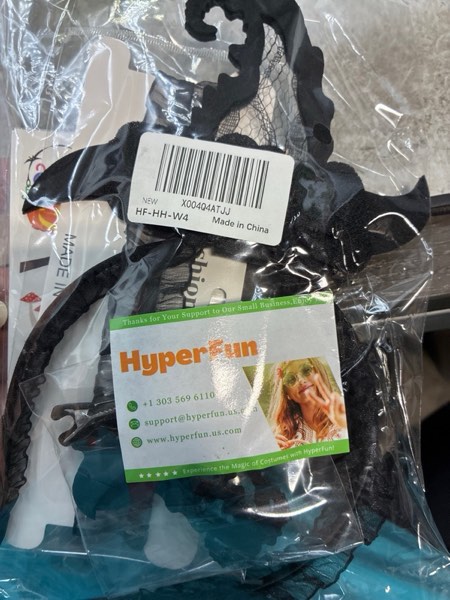 Condition photo showing New/Like New for HyperFun Halloween Headbands For Women Spider Bat Witch Hat Headband Headpiece Accessories For Cosplay Costumes Party Black Witch Hat