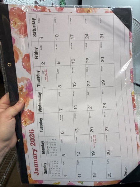 Condition photo showing New/Like New for Ymumuda Desk Calendar 2026-2027 Wall Calendar 2 in 1, Monthly Desk Calendar 2026 from JAN.2026 to JUN.2027, 18-Month, Large 12"×17", Waterproof Cover, Hanging Rope, Home/office/School Planners F-Pink Floral