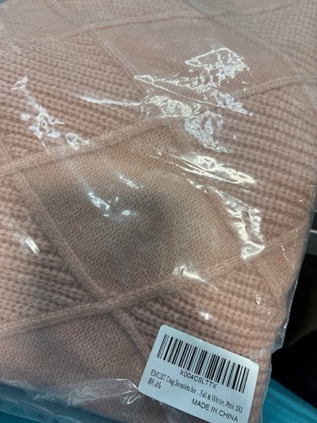 Condition photo showing New/Like New for EMUST Dog Sweaters for Large Dogs, Elastic Large Dog Sweater with Sleeves, Soft Dogs Turtleneck Sweater for Fall & Winter, Pink 3XL