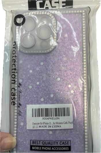 Condition photo showing New/Like New for Owncase for iPhone 15 Pro Max Case Glitter — Crystal Diamonds Shiny Bling Sparkly Electroplated Edge Shockproof Soft TPU Bumper Phone Case for Women/Girls (Purple)