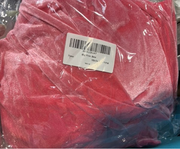 Condition photo showing New/Like New for Extra Large Pink Bow Decor — Giant Pink Bow Party Decoration, Coquette Birthday Decorations, Big Bow Tie Hanging Room Wall Decor (Hot Pink Velvet)