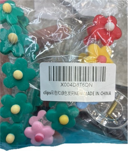 Condition photo showing New/Like New for 2-Pack Flower Motif Big Hair Claw Clips for Women — Stylish Distinctive Shape Hair Claw — Large Claw Clip for Thick Curly Thin Hair, Strong Hold Jaw Clips (Color+Green)