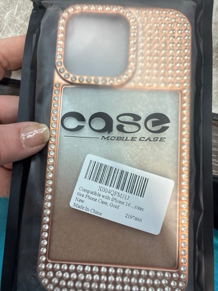 Condition photo showing New/Like New for Compatible with iPhone 16 Pro Max Case, Glitter Diamond Crystal Rhinestone Cute Slim Electroplating Shiny Bling Sparkly Cover for Women Girls, Wireless Shockproof TPU Protective Phone Case, Black for iPhone 16 Pro Max Black
