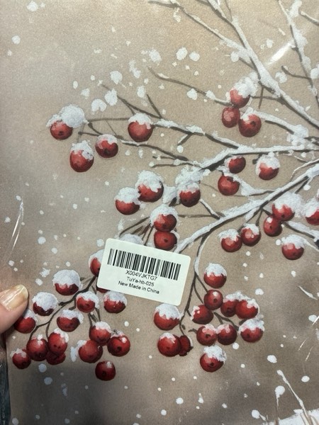 Condition photo showing New/Like New for XUNLURY Farmhouse Christmas Winter Wall Art Prints Unframed Set of 4, Rustic Winter Wall Decor, Snowy Christmas Cat Bunny Berry Pinecone Artwork Pictures for Home Living Room Bedroom, 8x10