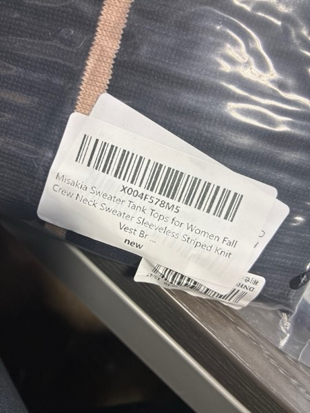 Condition photo showing New/Like New for Misakia Sweater Tank Tops for Women Fall Crew Neck Sweater Sleeveless Striped Knit Vest Brown Stripe
