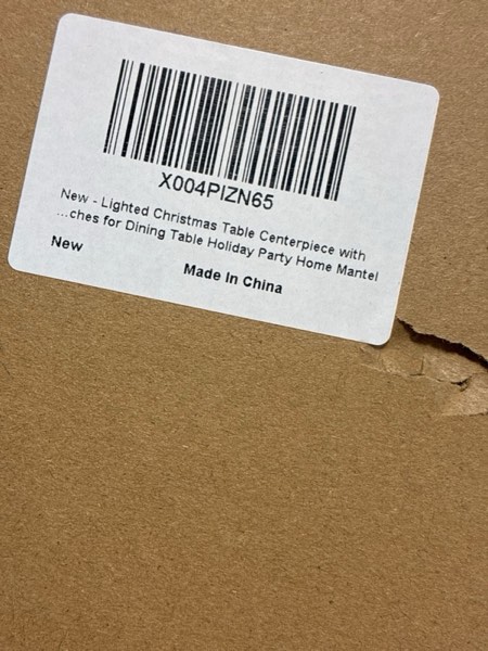 Condition photo showing New/Like New for Lighted Christmas Table Centerpiece with Timer Golden Christmas Tree Frosted Pine Trees Glitter Christmas Deer Reindeers Figurine Snow Flocked Cedar Branches for Dining Table Holiday Party Home Mantel