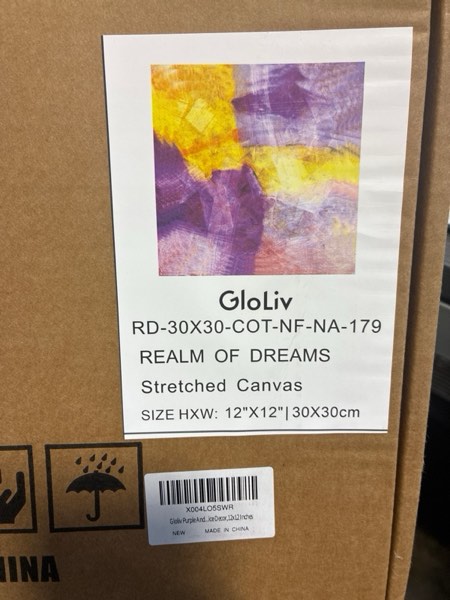 Condition photo showing New/Like New for Gloliv Canvas Wall Art for Living Room – Abstract Wall Decor Painting, Artist-Authorized Reproduction Print – Modern Canvas Prints for Office, Bedroom, Bathroom & Kitchen Home Decor 8"X8" Purple 8"L x 8"W