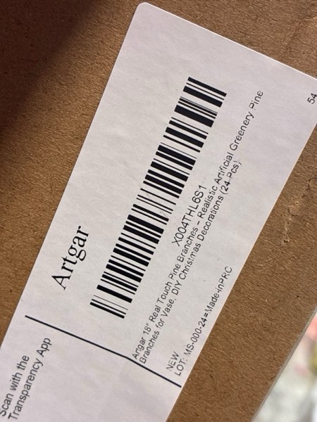 Condition photo showing New/Like New for Artgar 24 Pcs Christmas Pine Branches - 18" Realistic Artificial Greenery Pine Stems - Real Touch Faux Cedar Picks for Vase, DIY Garland Wreath Home Indoor Outdoor Xmas Decorations