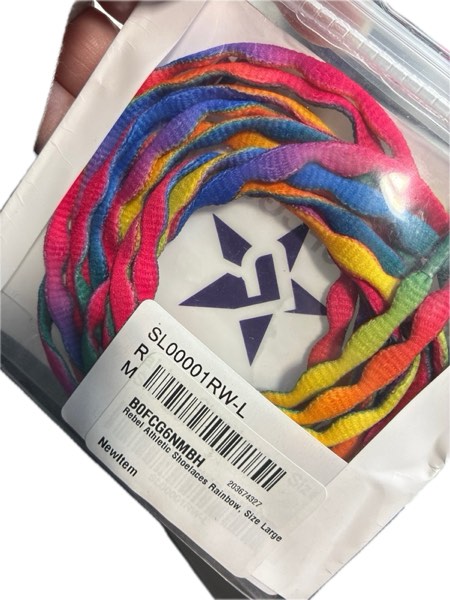 Condition photo showing New/Like New for Rebel Athletic Shoelaces (Rainbow, Large)