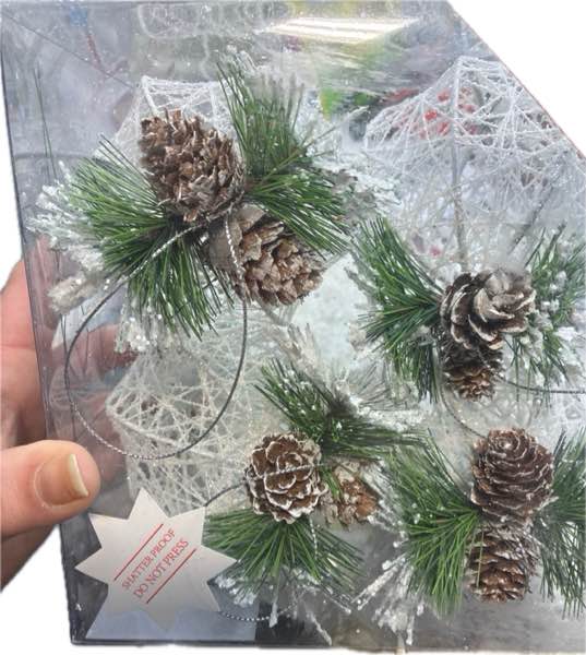 Condition photo showing New/Like New for Christmas Ball Ornaments: 4-Piece Set White Pinecone Rattan Thread String Christmas Tree Ornament — Christmas Trees Wedding Party Decorations