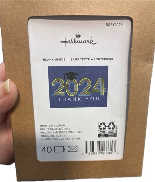 Condition photo showing As Is for Hallmark Graduation Thank You Cards Bulk, Class of 2024, Retro Blue (40 Thank You Notes with Envelopes)