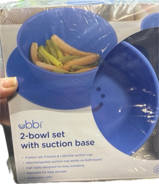 Condition photo showing New/Like New for Ubbi Silicone Suction Bowls for Babies & Toddlers (2-Pack) – 2 Bowls + Interchangeable Stay-Put Base, High-Wall Self-Feeding for Baby-Led Weaning, BPA-Free Dishwasher Safe (Polaris Blue)