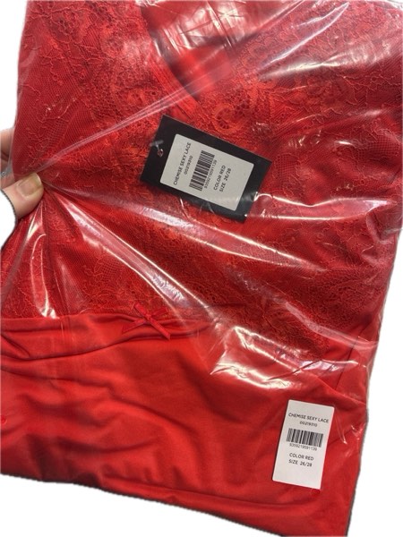 Condition photo showing New/Like New for Avenue Women's Sexy Lace Chemise (Red, 26/28)