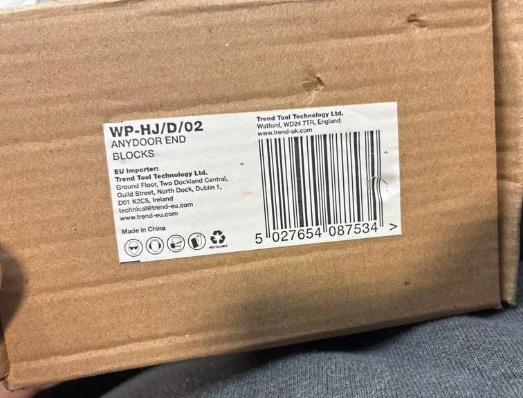 Condition photo showing New/Like New for Trend AnyDoor Top & Bottom End Blocks – Replacement Pair, U*WP-HJ/D/02