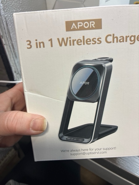 Condition photo showing New/Like New for 3 in 1 Charging Station for iPhone, Magsafe Wireless Charger with Cooling Fan for iPhone 16 15 14 13 12 Series & Apple Watch Charger 10/Ultra 2, Wireless Charging Station for AirPods 4/3/Pro/Pro 2