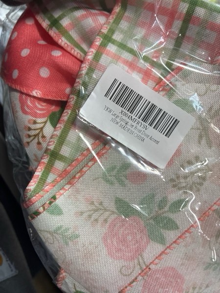 Condition photo showing New/Like New for YKW Large Farmhouse Bow for Wreaths, Pink Gingham Floral Wreath Bow with Wired Edge, Shabby Chic Rose Burlap Bow for Front Door, Spring Decor, Cottage Indoor Outdoor Decoration Floral-style2
