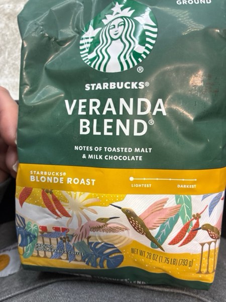 Condition photo showing New/Like New for Starbucks Ground Coffee, Starbucks Blonde Roast Hot or Iced Coffee, Veranda Blend, 28 oz Veranda Blend 1.75 Pound (Pack of 1)