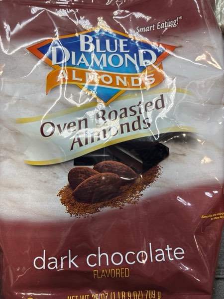 Condition photo showing New/Like New for Blue Diamond Almonds Oven Roasted Dark Chocolate Flavored Snack Nuts, 25 Oz Resealable Bag (Pack of 1) Dark Chocolate 25 Ounce (Pack of 1)