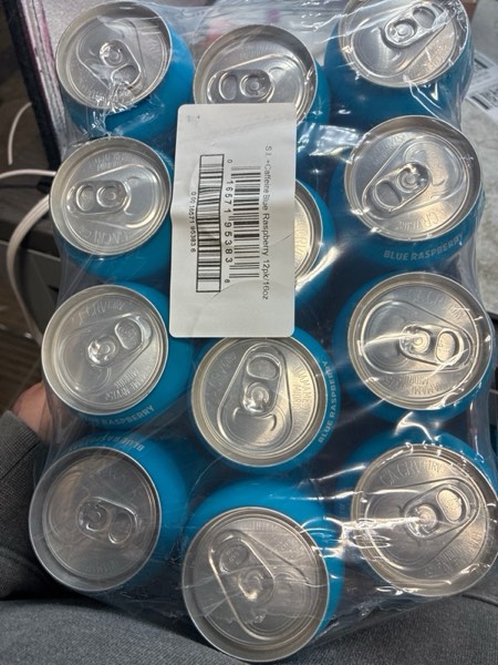 Condition photo showing New/Like New for Sparkling Ice Caffeine Blue Raspberry Sparkling Water with Caffeine, Zero Sugar, with Antioxidants and Vitamins,16 fl oz Cans (Pack Of 12)