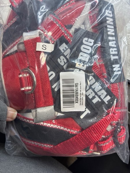 Condition photo showing New/Like New for Neck Padded Service Dog Vest Harness and Leash Set, No Pull Adjustable Service Pet Harness with 8 Dog Patches, Reflective in Training Easy Control Pet Vest with 5ft Dog Leash for Medium & Large Dogs