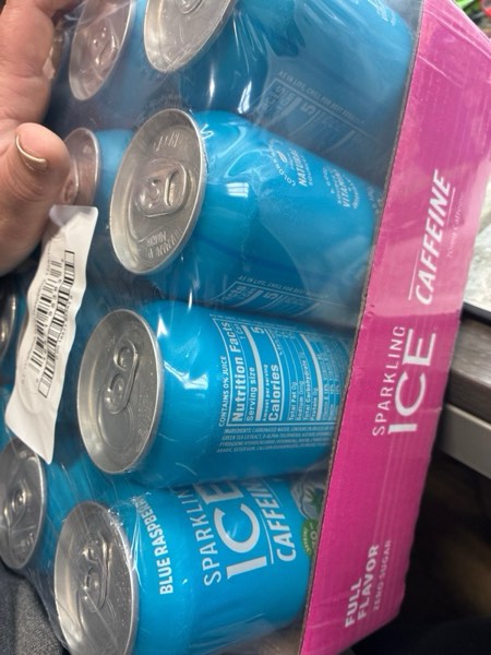 Condition photo showing New/Like New for Sparkling Ice Caffeine Blue Raspberry Sparkling Water with Caffeine, Zero Sugar, with Antioxidants and Vitamins,16 fl oz Cans (Pack Of 12)