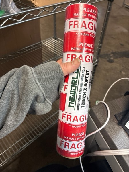 Condition photo showing New/Like New for Neworld Honeycomb Packing Paper,Eco Friendly Bubble Cushioning Wrap for Moving,Products & Gifts Wrapping Paper,Recyclable Cushioning Packing Material(12" x 50') With 20 Fragile Sticker Labels 12" x 50' ft