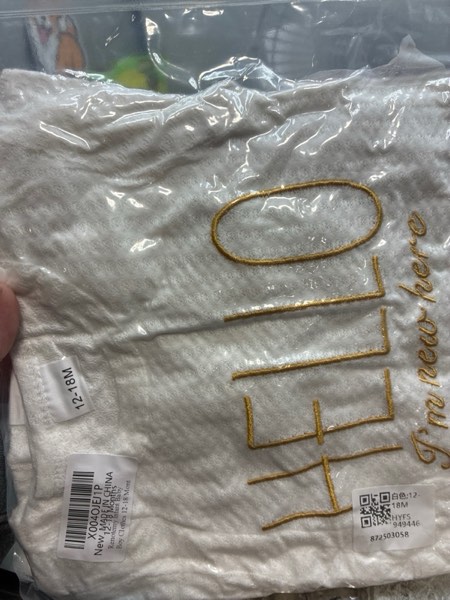 Condition photo showing New/Like New for (Size 12-18M) Renotemy Newborn Baby Boy Fall Clothes, Long Sleeve Letter Printed Rompers Plaid Pants Hat Outfits Clothing Set 0-18 Months White 12-18 Months