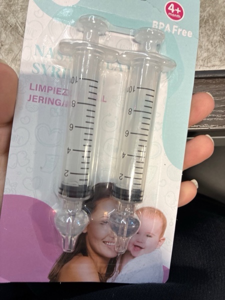 Condition photo showing New/Like New for Bluet B - Baby Nasal Syringe (2-Pack) - Safe Silicone Nasal Aspirator for Newborn - Infant Mucus Removal - 10ml Nose Cleaner Syringe for Baby - Toddler Congestion Relief - Reusable Tips - White 10 ml White
