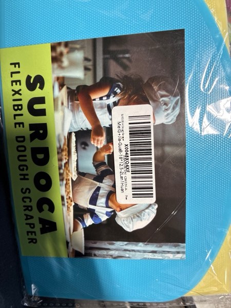 Condition photo showing New/Like New for SURDOCA Dough Scraper - 3P 7.1x4.9" Plastic Flexible Bowl Scraper, Sharp Edge & Angles Cake Scraper. Non-Slip Bakeware Decorating Tools Sculpting & Modeling Tools - Blue+Yellow+Blue 18x12.5cm/7.1x4.9'' Blue+Yellow+Blue