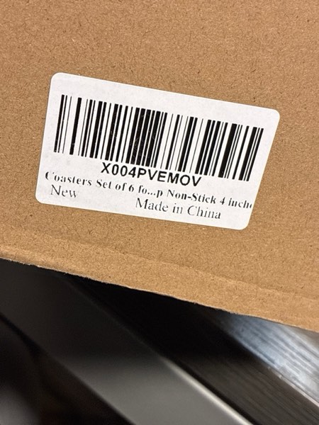 Condition photo showing New/Like New for Coasters Set of 6 for Drinks Coffee Bar Accessories Absorbent Wooden Coaster Sets of 6 for Coffee Tabletop Housewarming Gifts Home Decor Non-Slip Non-Stick 4 inches