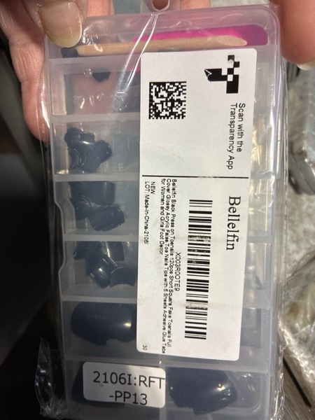 Condition photo showing New/Like New for Black Press on Toenails 120pcs Short Square Fake Toenails Full Cover Glossy Acrylic False Toe Nails Tips with 5 Sheets Adhesive Glue Tabs for Women and Girls Foot Decor