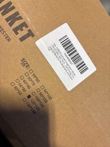 Condition photo showing New/Like New for Oversized Vintage Pattern Blanket 120x120 Inches, Giant 10'x10' for Bed, Travel, and Camping, Extra Large Soft Blanket for The Whole Family and Outdoor, Grey Grey 120" x 120"