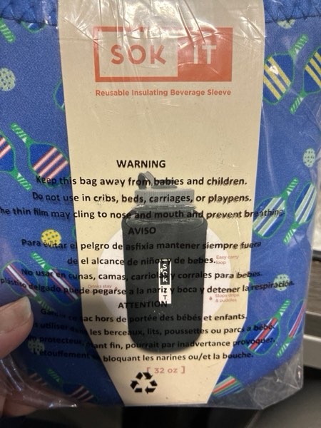 Condition photo showing New/Like New for Sok It BotlSok Water Bottle Sleeve Insulated Neoprene Cover (Pickleball, Fits 32oz Nalgene)