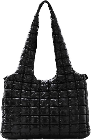 Oweisong Large Puffer Tote Bag for Women Quilted Puffy Crossbody Shoulder Bag Laser Shinny Hobo Handbag