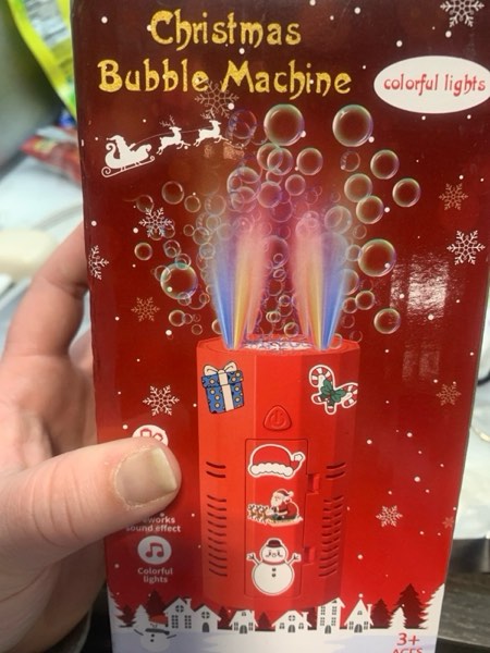 Condition photo showing New/Like New for Fireworks Bubble Machine with Lights and 2 DIY Stickers,Christmas Sound Effects,Rainbow Bubbles,Christmas Toys Stocking Stuffers Gifts for Kids & Adults Christmas Red
