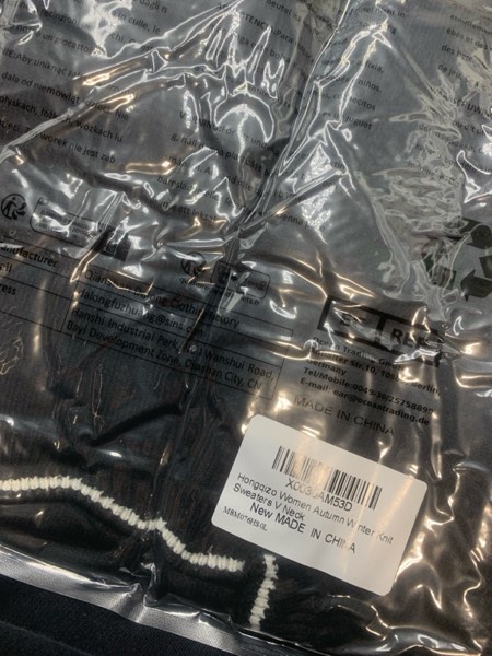 Condition photo showing New/Like New for Hongqizo Women's V Neck Long Sleeve Sweater Half Zipper Knit Sweater Casual Cricket Stripe Jumper Pullover Knit Tops Large Black