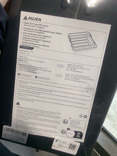 Condition photo showing New/Like New for Aujen Silverware Organizer - Expandable Kitchen Drawer Organizer, Adjustable Utensil Organizer, Cutlery Tray for Forks, Knives, Multipurpose Kitchen Organizers and Storage Solution, Black, Medium Medium Black