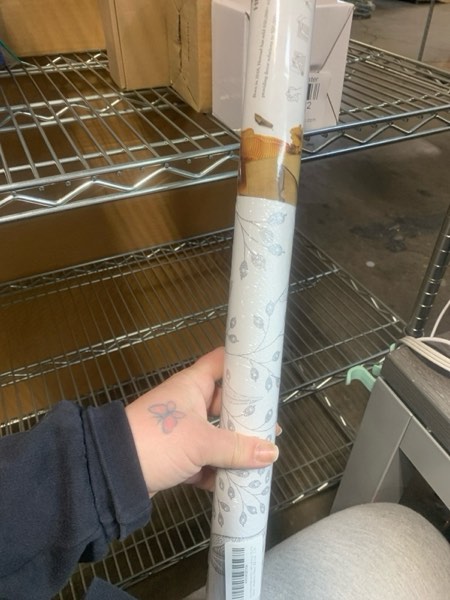 Condition photo showing New/Like New for Heroad Brand Peel and Stick Wallpaper White and Sliver Wallpaper Boho Peel and Stick Wallpaper Floral Contact Paper Leaf Removable Wallpaper Self Adhesive for Cabinets Shelf Liner Vinyl 118"x17.3"