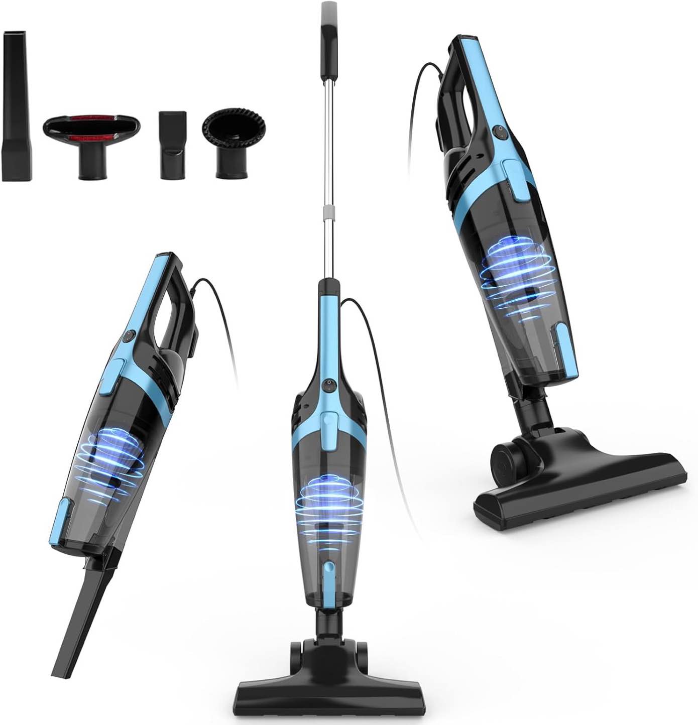 20kpa Powerful Corded Stick Vacuum,2 in 1 Lightweight Handheld Vacuum Cleaner for Hardwood Floor Pet Hair(Blue)