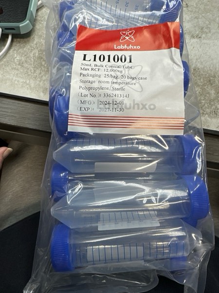 Condition photo showing New/Like New for 50mL Conical Centrifuge Tubes, [25 Items/1 Pack] Plastic Test Tube with Screw Caps, 50mL sterile Test Tubes with Lids, 50 mL Skirted Tubes with Printed Graduation and Write-on Spot 50ml,Conical,Sterile 25