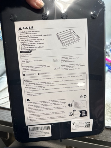 Condition photo showing New/Like New for Aujen Silverware Organizer - Expandable Kitchen Drawer Organizer, Adjustable Utensil Organizer, Cutlery Tray for Forks, Knives, Multipurpose Kitchen Organizers and Storage Solution, Black, Medium Medium Black