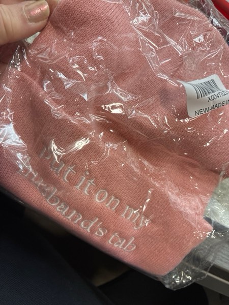 Condition photo showing New/Like New for Funny Beanie for Men and Women,Cool Embroidered Knit Hat Warm Winter Funny Hat One Size Put It on My Husband's Tab-pink