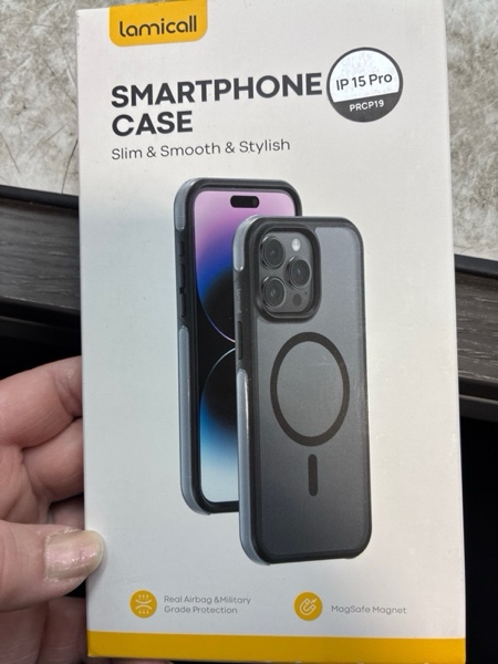 Condition photo showing New/Like New for Lamicall Magnetic Phone Case for iPhone 15 Pro, for MagSafe - [18 FT Mil-Grade Drop Protection] Phone Case with Air Bumpers and Raised Edges, Shockproof Case for iPhone 15 Pro, Black 15 Pro (6.1")