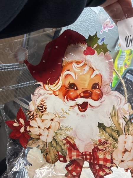 Condition photo showing New/Like New for Vintage Style Santa Claus Welcome Sign - Wooden Hanging Sign for Front Door Xmas Wall Hanging Decor for Indoor Outdoor Christmas Party Supplies