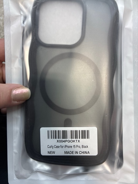 Condition photo showing New/Like New for Hualele Magnetic for iPhone 15 Pro Case, Compatible with MagSafe, Military Grade Dropproof Translucent Matte Back Cute Curly Wave Edge Slim Phone Case 15 Pro, Black Black iPhone 15 Pro