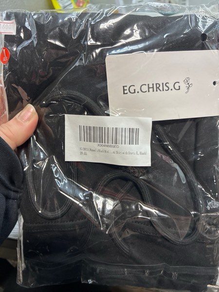 Condition photo showing New/Like New for (Size L) Women's Mini Skorts with Drawstring Mid Waist Side Split Bodycon Y2K Mini Skirt with Shorts Small Black