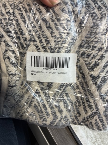 Condition photo showing New/Like New for KEMA Decorative Throw Pillow Covers 12x20 Inch Set of 2 Jacquard Pillowcase Soft, Plush Farmhouse Oblong Cushion Cases for Home Sofa Bedroom Couch Living Room with Hidden Zipper - Black