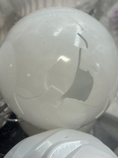 Condition photo showing As Is for XmasExp 16ct Christmas Balls Ornaments - Shatterproof Large Hanging Ball Decorative Xmas Balls for Halloween Decorations Holiday Wedding Party Xmas Tree Decoration(3.15"/80mm, White) White 3.15"