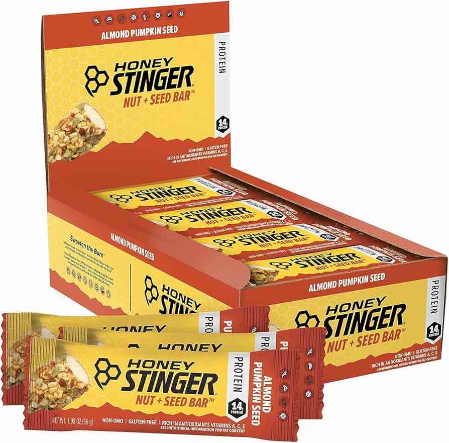 Honey Stinger Nut + Seed Bar, Almond Pumpkin Seed, Protein Packed Food for Exercise, Endurance, Performance and Recovery, Sports Nutrition Snack Bar for Home & Gym, Post Workout